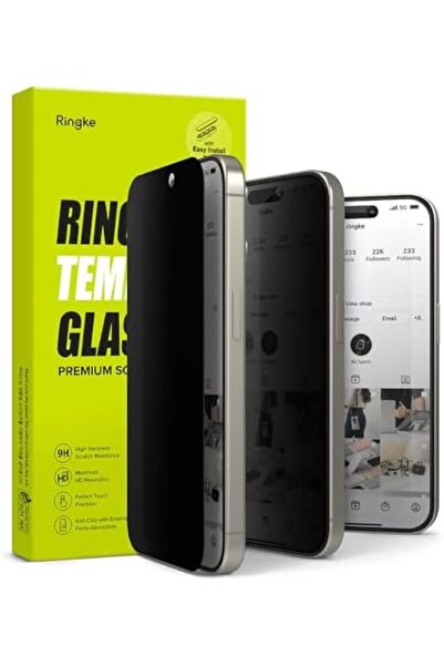 Ringke واقي شاشة آيفون ١٥ برو | واقي شاشة من الزجاج المقوى للخصوصية مع أداة ا...