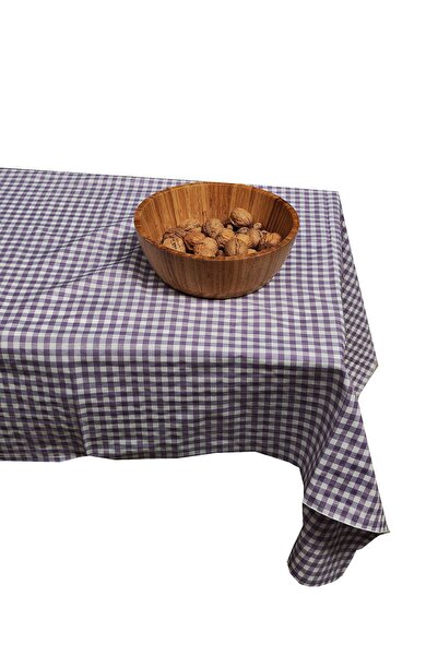 Exve Exclusive Lilac White Gingham Cotton Woven Eco-Friendly Camping Caravan Tablecloth 120 cm