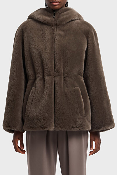 Emporio Armani Logo Embroidery Double-Sided Comfort Fit Faux Fur Coat Coat Ew001467 Af14618