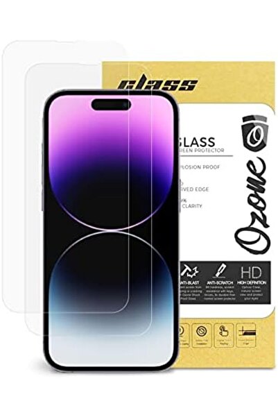 O Ozone واقيات شاشة آيفون 14 برو | زجاج مقسّى | عبوة من قطعتين