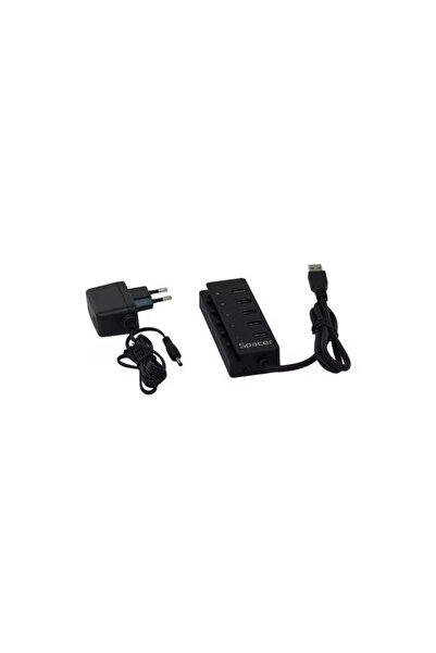 Spacer USB HUB SPH-4USB30-1QC, 4 USB 3.0 ports, Quick Charge, black