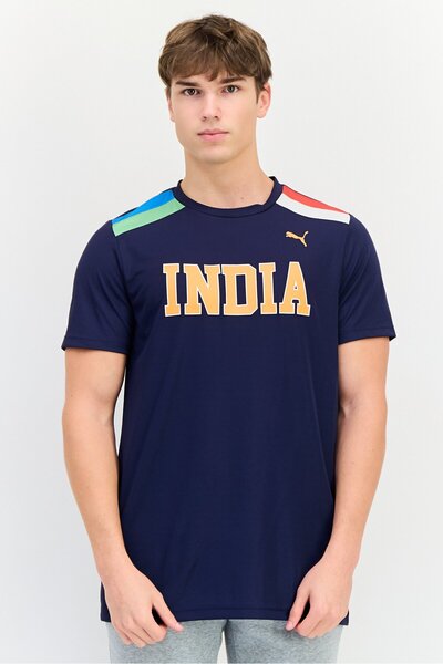 Puma Men Slim Fit Short Sleeve Training T-shirt, Navy Blue