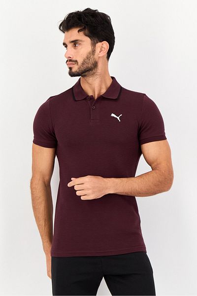 Puma Men Sportswear Fit Short Sleeves Outdoor Polo Shirt, Dark Maroon