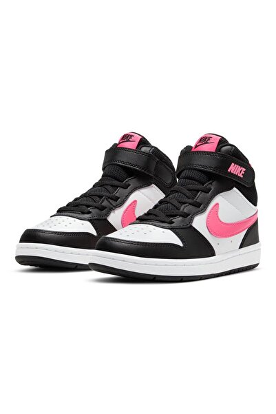 Nike Court Borough Mid 2 Elastic Lace Shoes - Black/Sunset Pulse/White