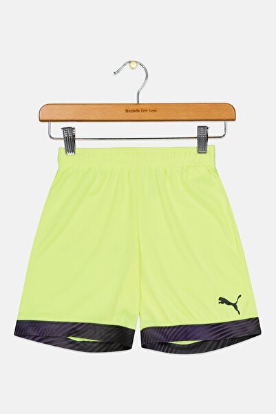 Puma شورت تدريب بشعار العلامة التجارية للأطفال الأولاد، أخضر ليموني