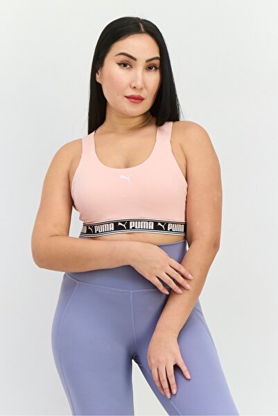 Puma Women Sportswear Fit Padded Brand Logo Outdoor Bra, Pink Combo