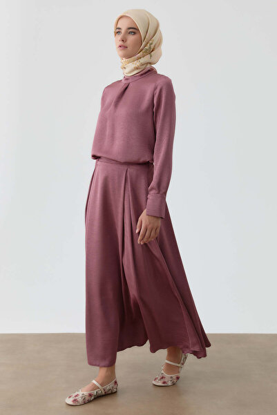 Tuğba Plikaşe Detaylı Etek - Marsala