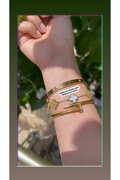 ANGELSS JEWELLERY مجموعة من ثلاث قطع من أساور الحجر الأبيض على شكل نجمة البرس...