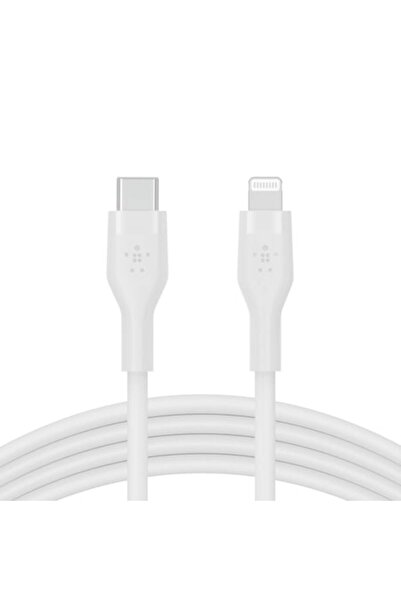 Belkin Charging Cable, Boost Charge Flex, Silicone, USB-C to Lightning, 2M, White