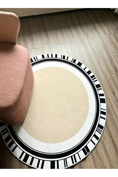 Raffine Hand Woven Round Rug Soft Vintage Washable Carpet with Non-Slip Back for Home Use 120x120cm