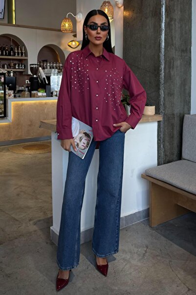 Lijuri Риза от поплин с кристални камъни 3413