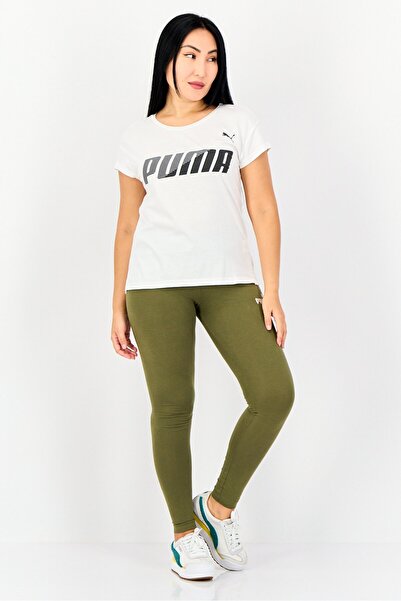 Puma Women Regular Fit Brand Logo Short Sleeves Outdoor T-Shirt, White