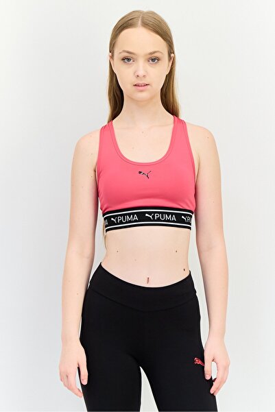 Puma Women Brand Logo Padded Sports Bra, Pink
