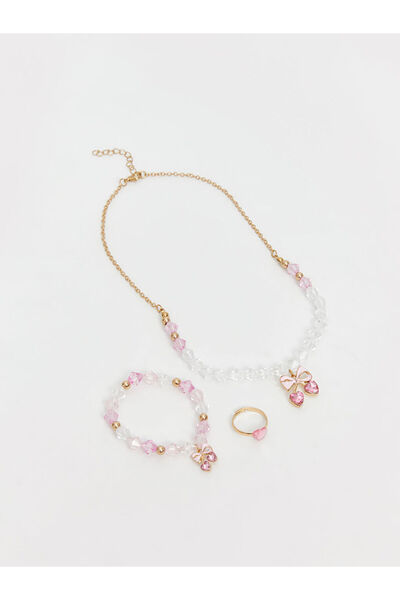 LC Waikiki Sparkling Selections from Shining Store |   Bow Printed Girl's Jewelry Set