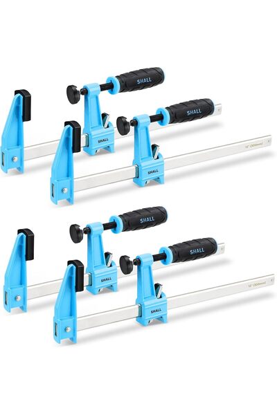 SHALL مجموعة مشابك قضبان فولاذية مقاس 12 بوصة، عبوة من 4 مشابك سريعة الفك متو...