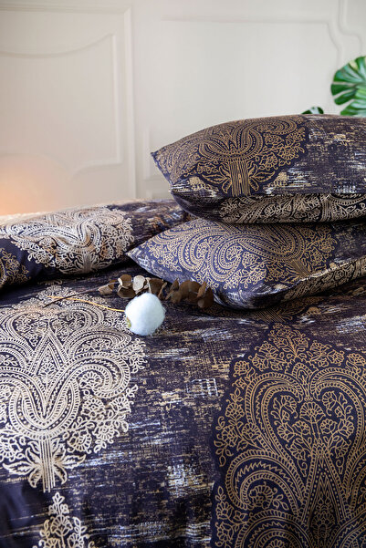 FAVORA Maison Liora 100% Cotton Satin Double Duvet Cover Set - Brown