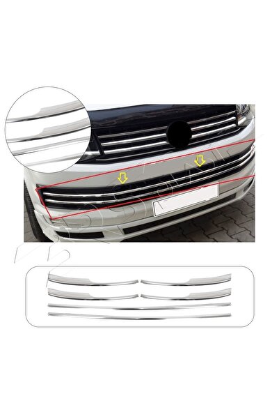 BRSPLAST Volkswagen Transporter T6 Uyumlu 2015-2019 Krom Ön Tampon Çıtası 6 Parça Paslanmaz Çelik