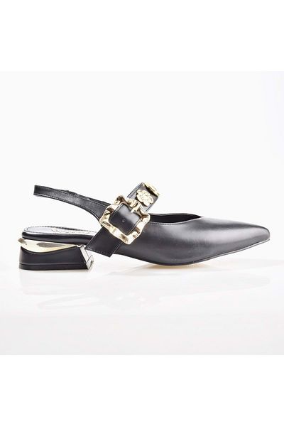 Witty 007 Women's Buckle Open Back Heeled Ballerinas