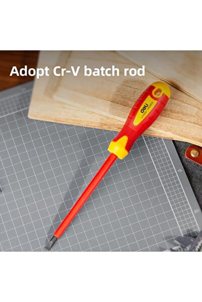 Deli Insulated Slotted Screwdriver, Size 5.5 × 125 mm from