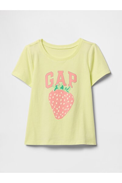 GAP Kız Bebek Sarı Grafikli T-Shirt