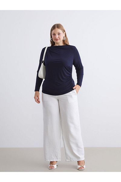 LC Waikiki Create Your Style from Uzg Store |   Women's Striped Trousers with Elastic Waist