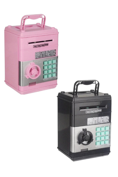 Muhcu Home Metal Gerçekçi Şifreli Atm Kasa Kumbara ( Siyah ve Pembe Renkleri ...