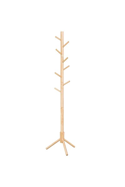 VASAGLE Ράφι από μασίφ ξύλο 47x47x175 cm, 8 γάντζους και ρυθμιζόμενο ύψος, τρ...