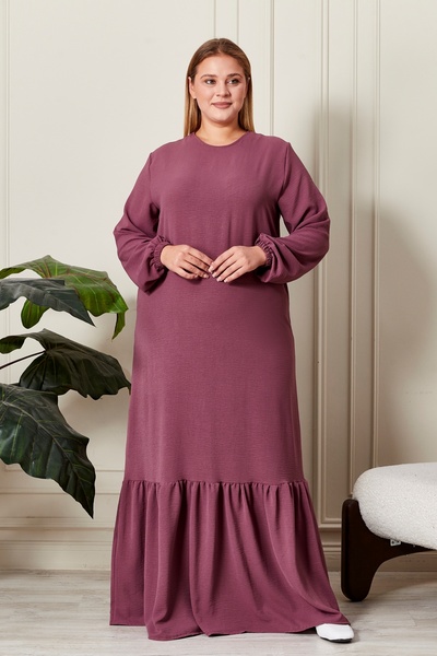Ferace Summer Women's Plus Size Viscose Dress Pleated Women's Hijab Dress