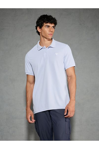 Technosport By Styli Men Light Blue Solid Slim Fit Polo