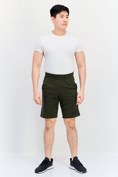 Puma Men Regular Fit Brand Logo Outdoor Shorts, Army Green