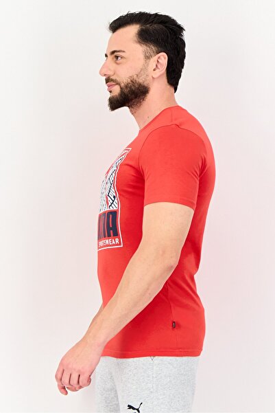 Puma Men Regular Fit Graphic Print Outdoor T-Shirt, Red