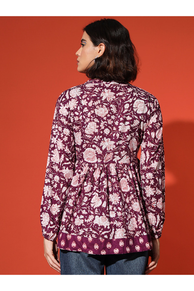 The Dry State By Styli Printed Purple Tunic Top