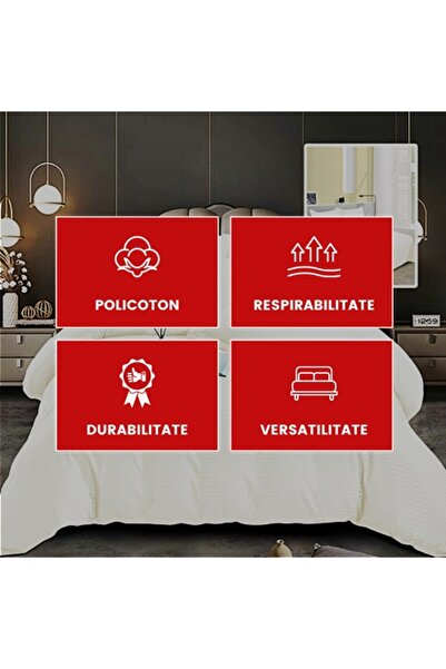 PATONE Damask Polycotton Bed Linen, Butter, 4 Pieces, for Double Bed