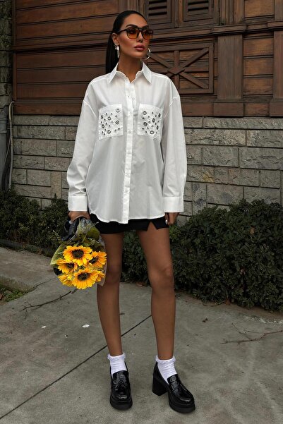 Lijuri Metal Kuşgözü Detaylı Poplin Gömlek 3453