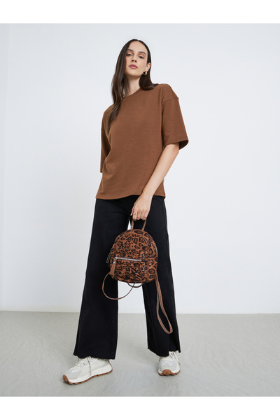 Styli Women Brown Terry Boxy Fit T-Shirt