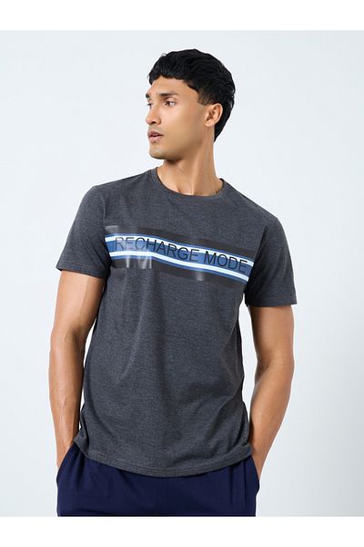 Styli Men Striped Printed T-Shirt and Open Hem Pyjama Set