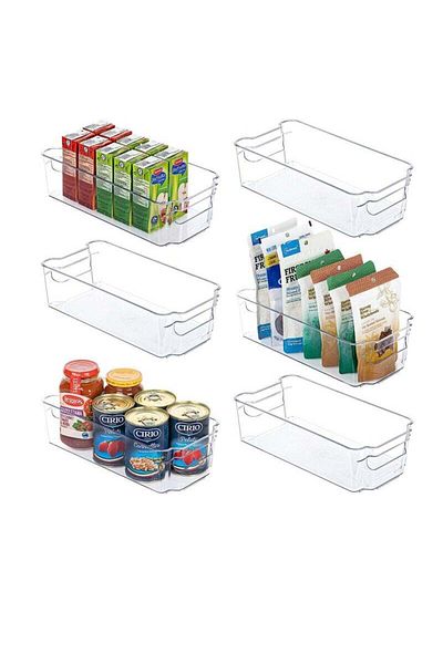 COOYA 6PCS Refrigerator Organizer Bins,Built-in Handle,BPA-free,Clear Plastic,Easy to Clean,Use for Home