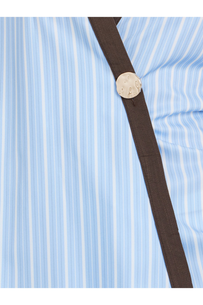 Styli Contrast Trim Striped Wrap Top