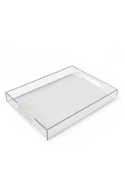 COOYA Storage Tray,with Handle Clear Acrylic Decorative Tray For Kitchen Bathroom,40.5x30.5x5CM