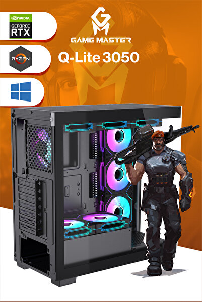 GM Game Master QLite 3050 Ryzen 5 5500 Cpu 16gb 3200mhz Ram 512gb Nvme M.2 Ssd Rtx3050 7X ARGB Fan Gaming Pc