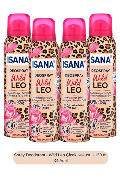 ISANA Sprey Deodorant - Wild Leo Çiçek Kokusu - 150 ml X4 Adet