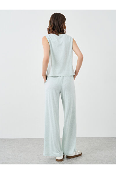 Styli Melange Sleeveless Top and Wide Leg Pants Co-Ords