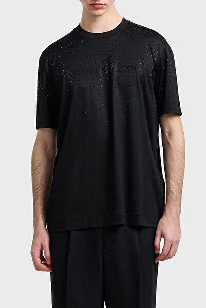 Emporio Armani Cotton Regular Fit Crew Neck t Shirt with Stones Logo Men t Sh...