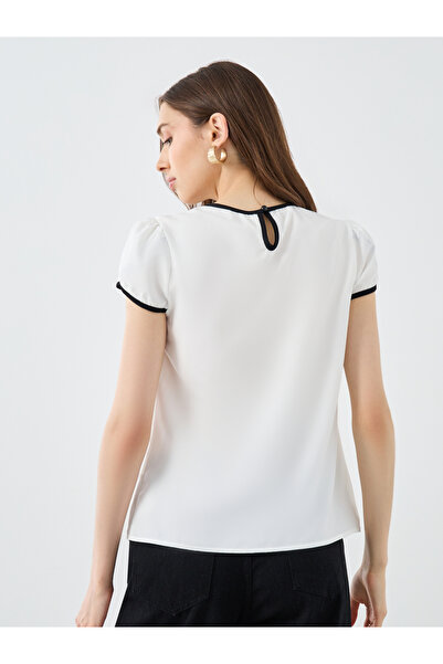 Styli Women White Contrast Trim Blouse