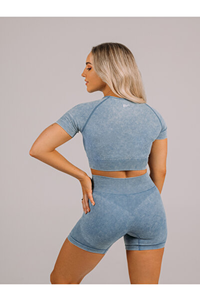 Palmfit By Styli شورت Apex الرياضي بدون درزات للنساء باللون الأزرق