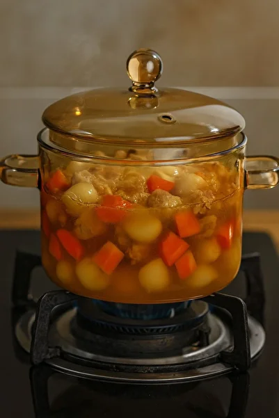 morponi Borosilicate Glass Pot 1.9 Lt Amber