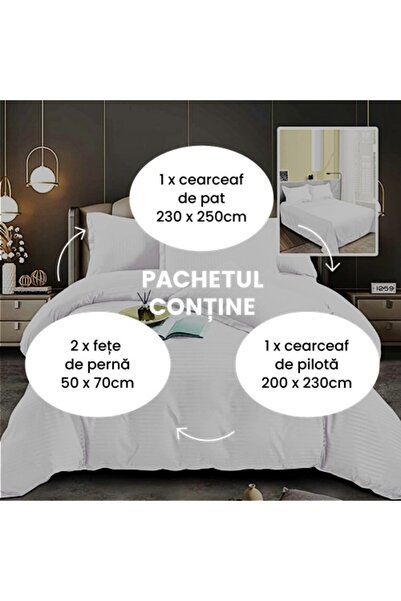 PATONE Damask Polycotton bed linen, white, 4 pieces, for double bed