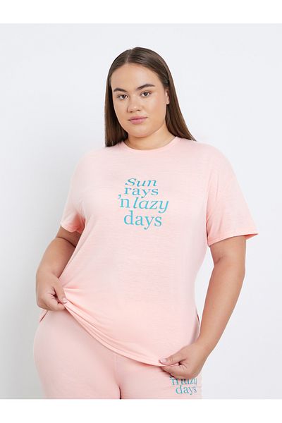 Styli Plus Printed Dropped Shoulder T-Shirt and Pyjama Set