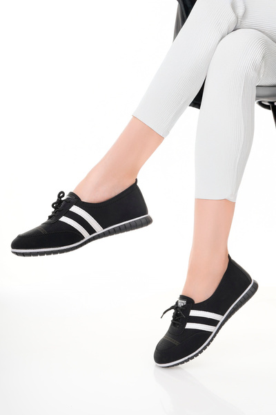 Cappale Siyah Kot Kadın Bağcıklı Babet Ayakkabı