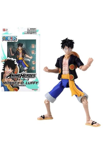 BANDAI Figurina Anime Heroes, Bandai, One Piece, Luffy Dressrosa, 17 cm, Multicolor